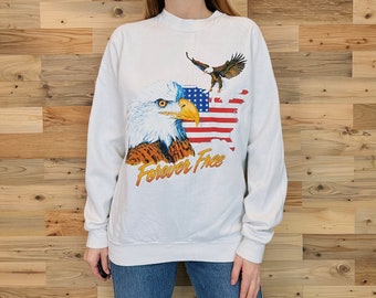 Vintage 1990 Forever Free Americana Eagle Sweatshirt