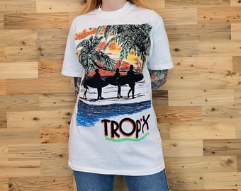 80's Vintage Trop'x Travel Vacation Novelty Print Tee Shirt T-Shirt