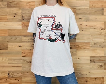 90's Vintage Louisiana Travel Souvenir Tee Shirt T-Shirt