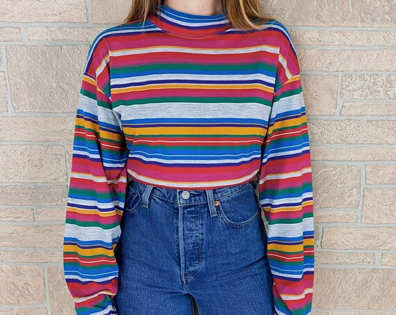 Vintage Rainbow Striped Soft Long Sleeve Shirt