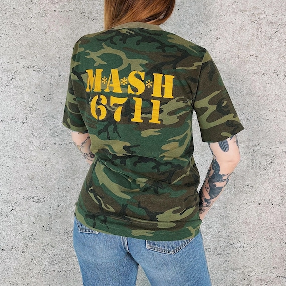 Camouflage Print Vintage MASH 6711 Pocket Tee Shirt T-Shirt
