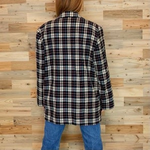 Vintage Plaid Wool Blazer Jacket image 6