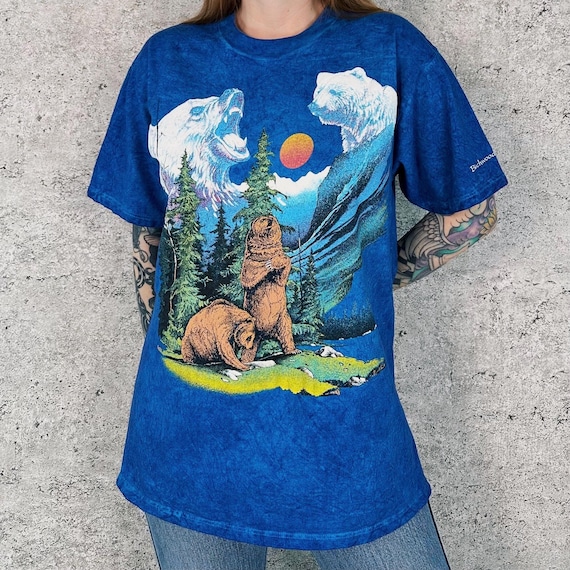 Vintage Nature Grizzly Bear Animal Graphic Tee Shirt T-Shirt