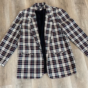 Vintage Plaid Wool Blazer Jacket image 9