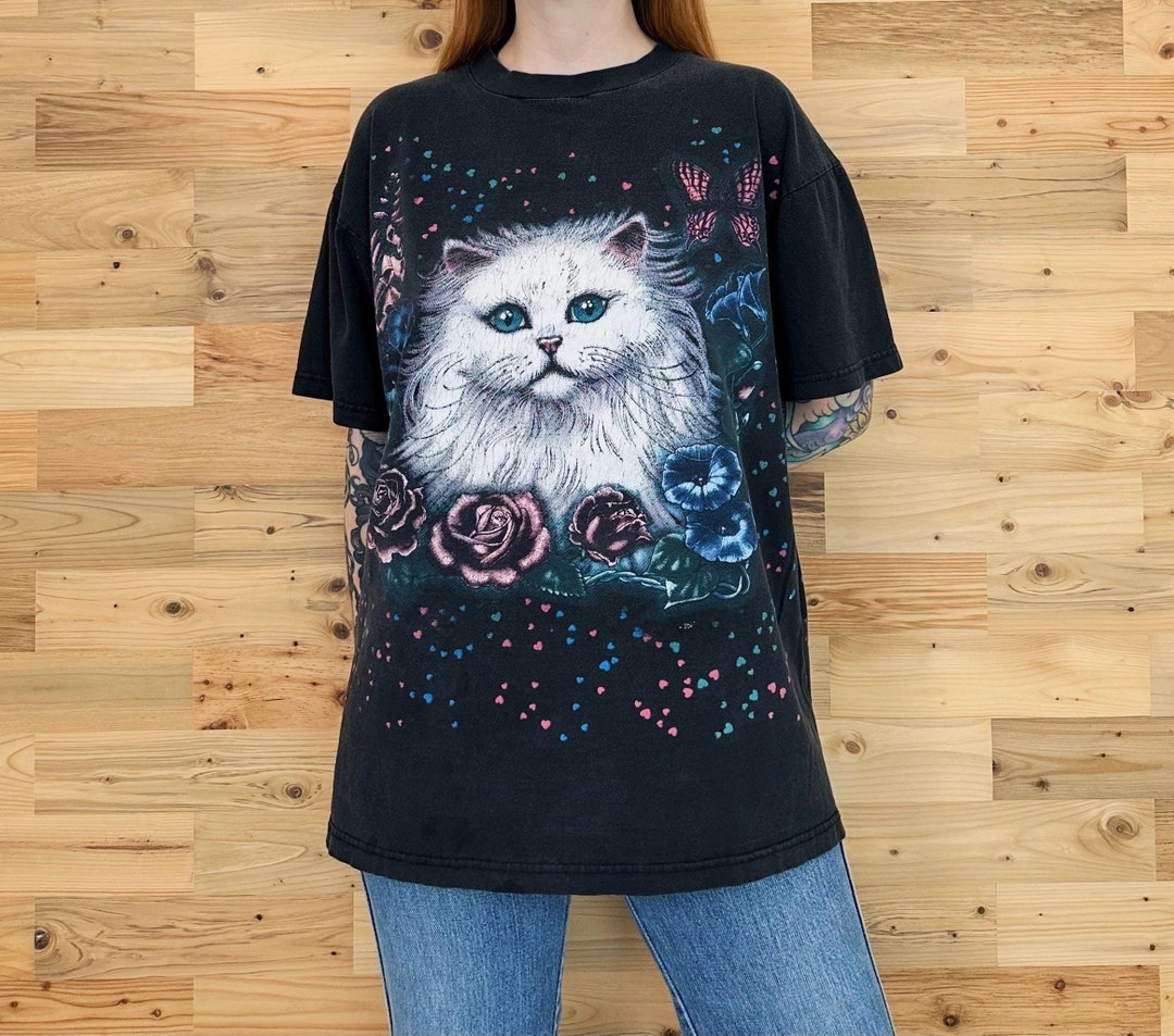 ★RAIVE★ RAIVE Cat Oversized TShirt VW5ME942_2color RAIVE Cat Oversized T-Shirt VW5ME942_2color - 레이브