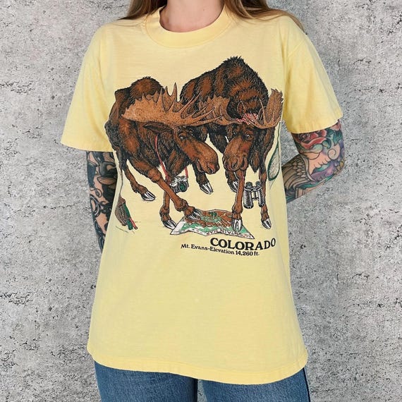 Colorado Vintage Moose Travel Tee Shirt T-Shirt