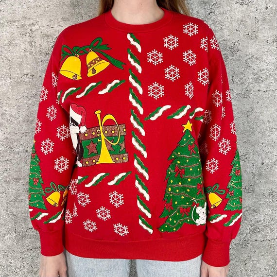 70's Vintage Holiday Cat and Mouse Christmas Sweatshirt