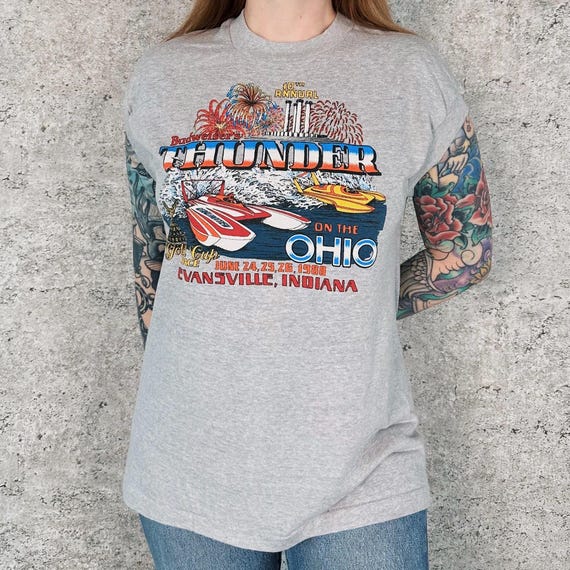 1988 Thunder on the Ohio Vintage Boat Race Tee Shirt T-Shirt
