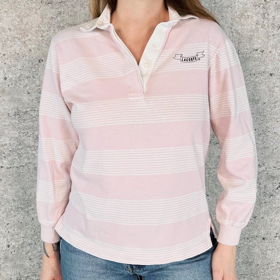 80's Vintage Izod Lacoste Striped Pink Rugby Polo Shirt