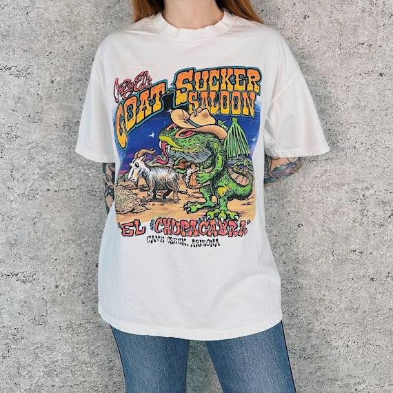 Vintage Cave Creek Arizona Crazy Ed's Goat Sucker Saloon El Chupacabra Tee Shirt T-Shirt
