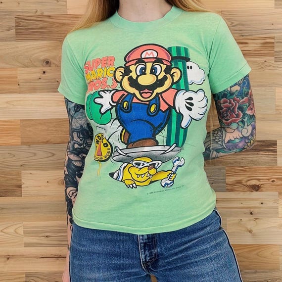 1990 Vintage Super Mario Bros 3 Nintendo Video Game Baby Tee Shirt T-Shirt