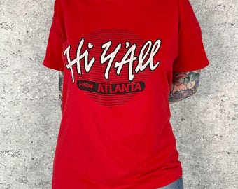 Camiseta vintage de los años 80 con diseño de Atlanta, Georgia, como destino turístico.