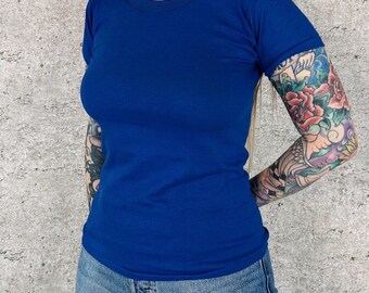 1970's Vintage Russell Athletic Blue Crewneck Basic Tee Shirt T-Shirt / Youth Size