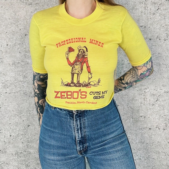 70's Zebo's Cuts My Gems Franklin North Carolina Cropped Tee Shirt T-Shirt