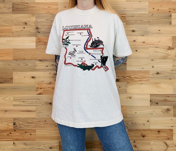 90's Vintage Louisiana Travel Souvenir Tee Shirt T-Shirt