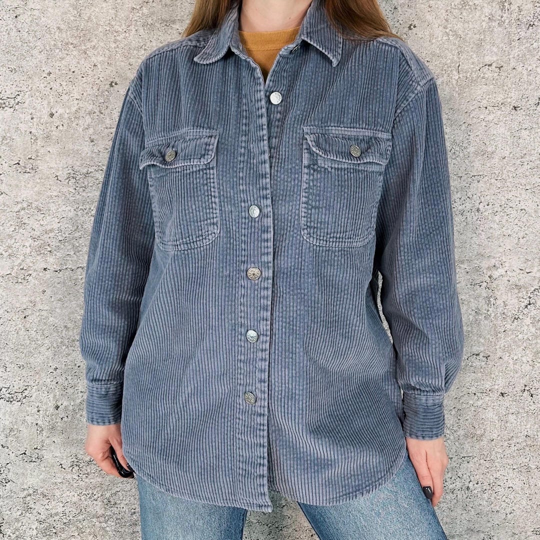 90's Vintage Chic Wide Wale Corduroy Button up Shirt - Etsy
