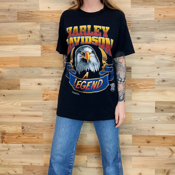 Vintage Harley Davidson Motorcycles 1987 Eagle Biker Tee Shirt T-Shirt