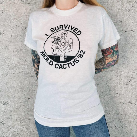 I Survived Bold Cactus 82 Vintage Tee Shirt T-Shirt
