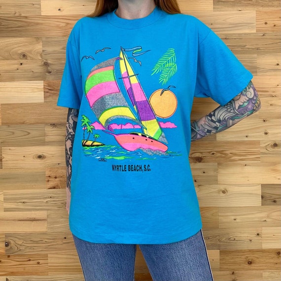 90's Vintage Myrtle Beach South Carolina Travel Souvenir Tee Shirt T-Shirt