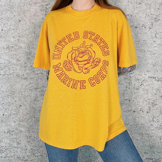 80's Vintage United States Marine Corps USMC Bulldog Soft Thin Tee Shirt T-Shirt