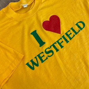 Vintage 80's Soft Retro I Love Westfield Yellow Tee Shirt T-Shirt image 5