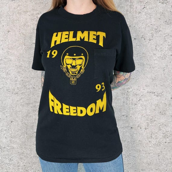 1993 Vintage Biker Charity Run Black Pocket Tee Shirt T-Shirt