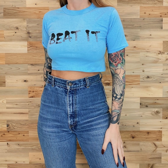 80's Vintage Beat It Cropped Tee Shirt Crop Top