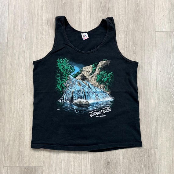 Vintage 1990 Turner Falls Davis Oklahoma Nature Destination Tank Top Tee Shirt