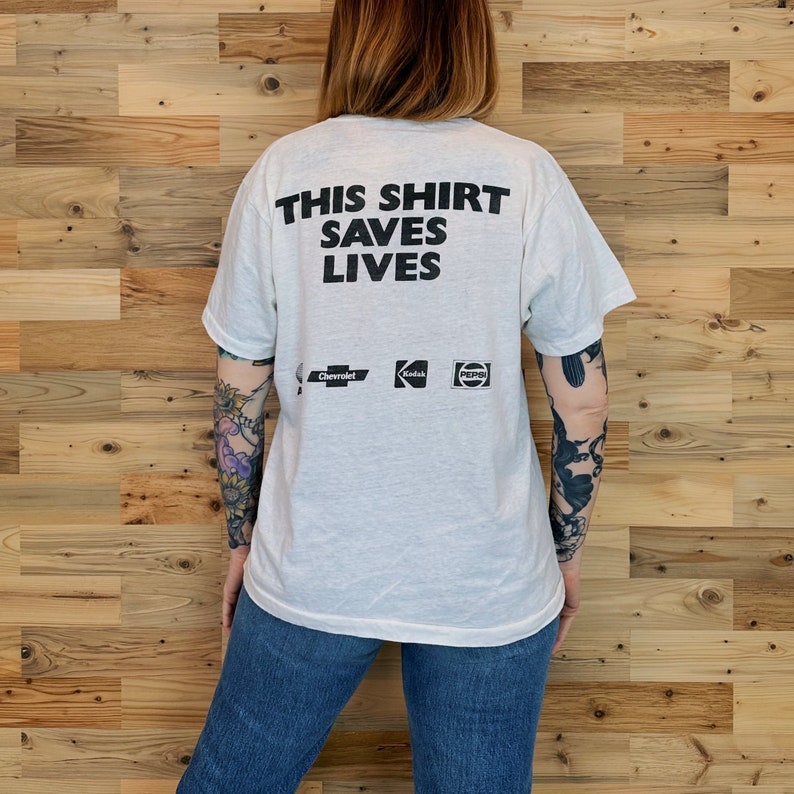 Live Aid This Shirt Saves Lives Vintage 1985 Concert Tee Shirt image 2