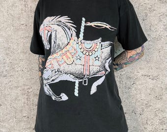 90's Vintage Carousel Horse Graphic Tee Shirt T-Shirt