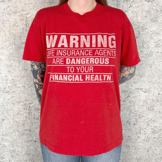 80's Soft Thin Funny Life Insurance Agent Vintage Tee Shirt T-Shirt