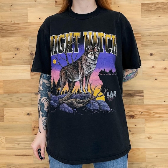 Vintage Wolf Biker Motorcycle Tee Shirt T-Shirt