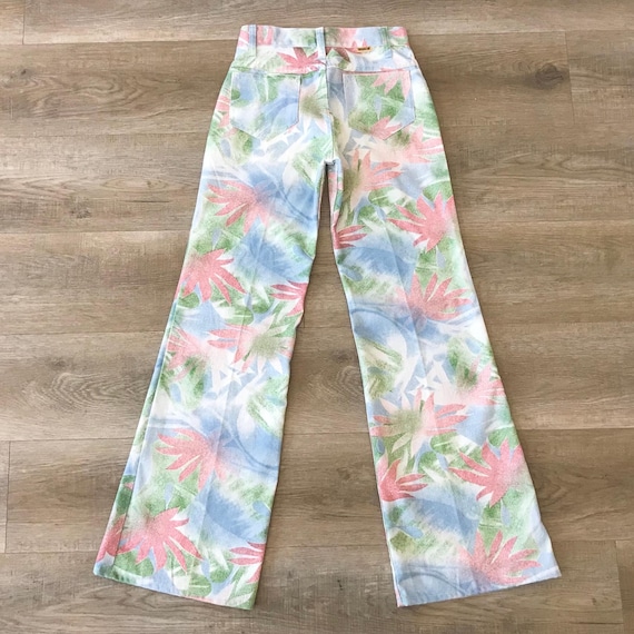 70's Vintage Toughskins Sears Printed Bell Bottom Jeans / Size 22 XXS