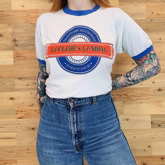 70's St. Louis Laclede's Landing Vintage Ringer Tee Shirt T-Shirt