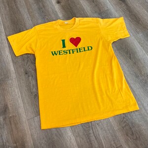 Vintage 80's Soft Retro I Love Westfield Yellow Tee Shirt T-Shirt image 4