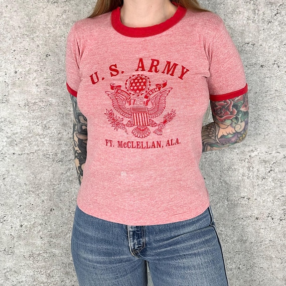 Vintage U.S. Army Ft. McClellan Alabama Ringer Tee Shirt T-Shirt