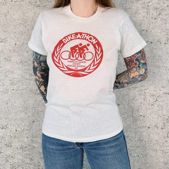 70's Bike-A-Thon American Cancer Society Charity Event Vintage Tee Shirt T-Shirt