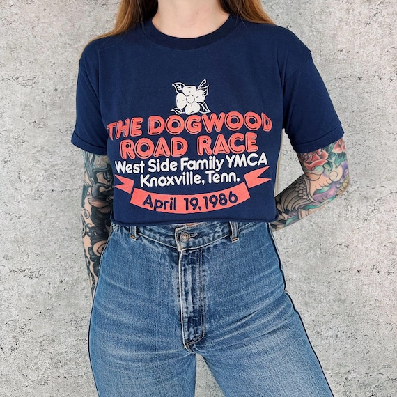 Vintage 80's Dogwood Road Race Knoxville Tennessee Cropped Tee Shirt Crop Top T-Shirt