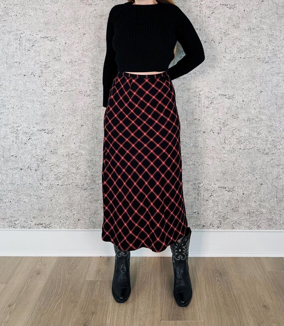 Pendleton Vintage Plaid Wool Midi Skirt / Size 24 25 XS