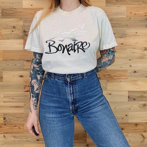 80's Vintage Soft Thin Bonaire Travel Tee Shirt T-Shirt