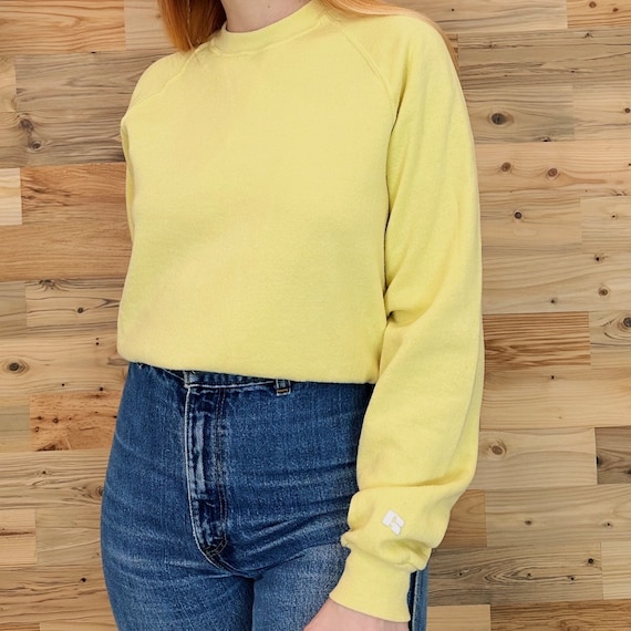 70's Vintage Russell Sportswear Light Yellow Raglan Pullover Sweatshirt