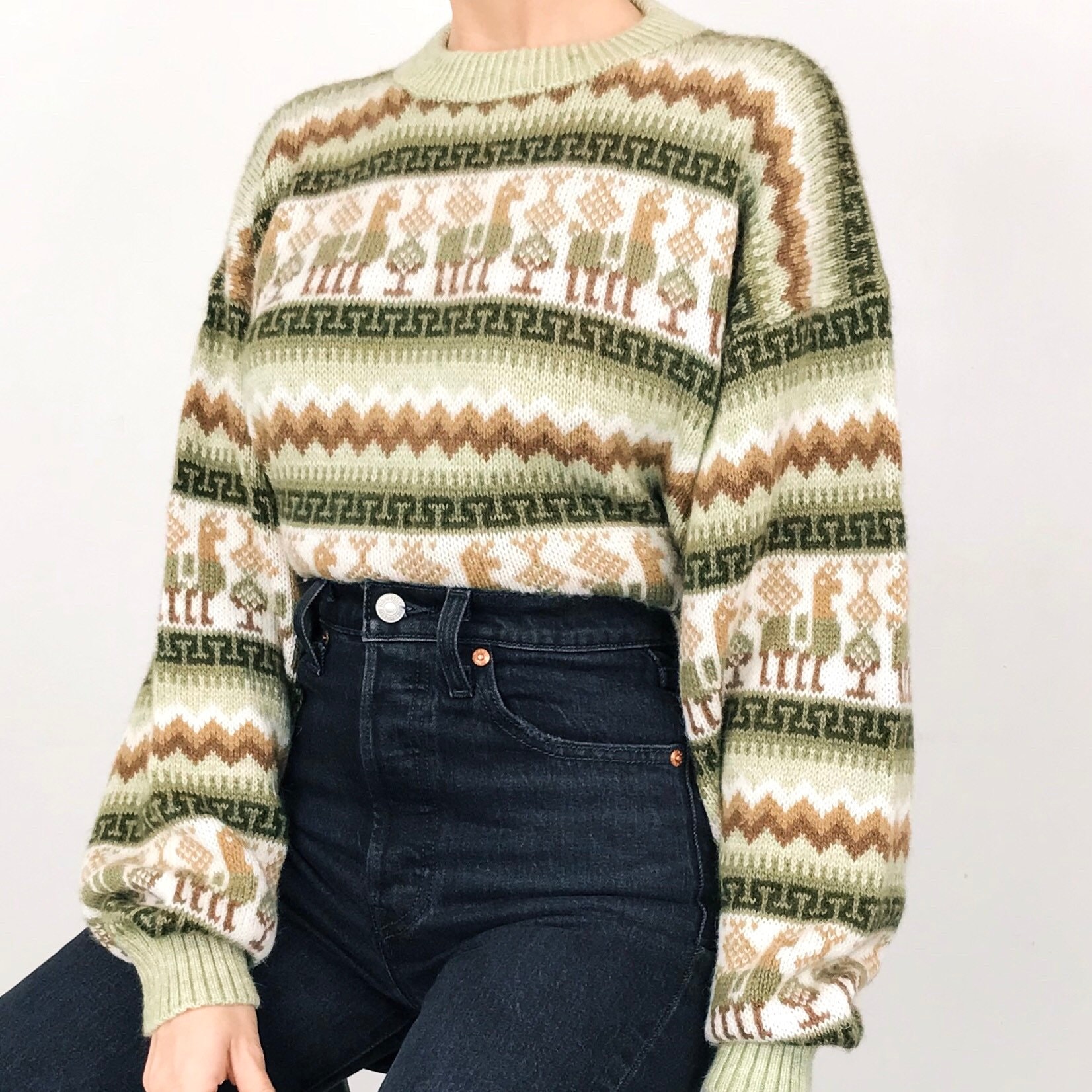 Vintage Alpaca Wool Peruvian Knit Sweater