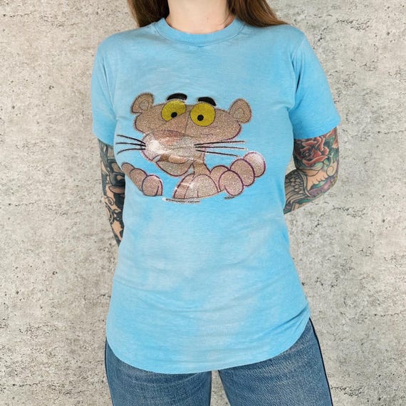 70's Pink Panther Iron-On Graphic Vintage Tee Shirt T-Shirt