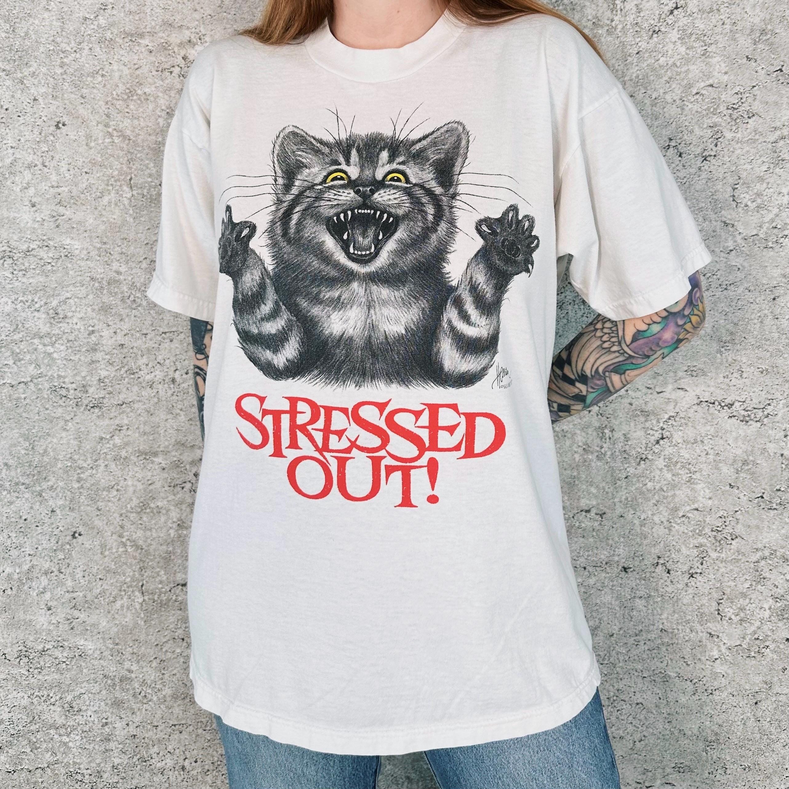 Stressed Out Cat Tee - Etsy