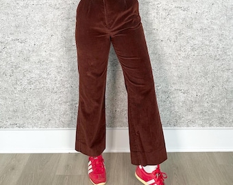 70's Vintage High Rise Corduroy Trouser Pants / Size 25 26
