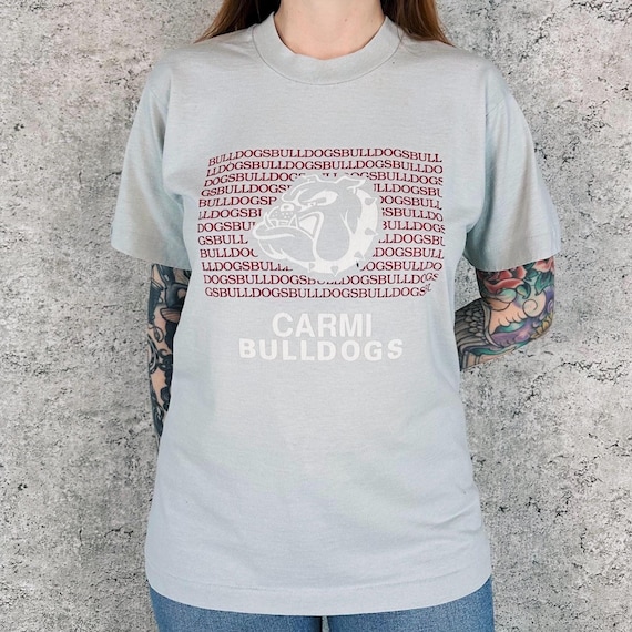 Vintage Carmi High School Bulldogs Mascot Tee Shirt T-Shirt