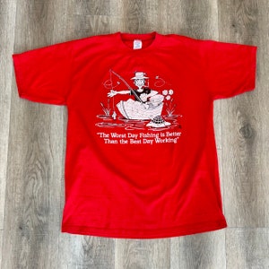 80's Vintage Funny The Worst Day Fishing Is Better Than The Best Day Working Tee Shirt T-Shirt image 3