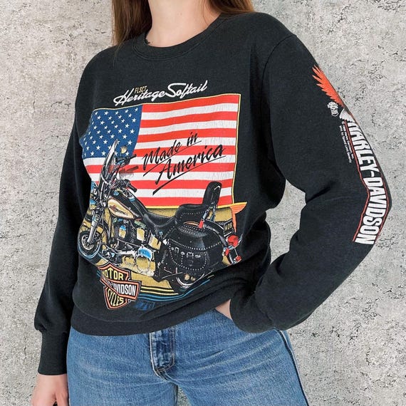 Harley Davidson Motorcycles Vintage 80's Biker Pullover Sweatshirt