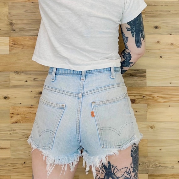 70's Levi's Orange Tab Cut Off Cheeky Jean Shorts… - image 1