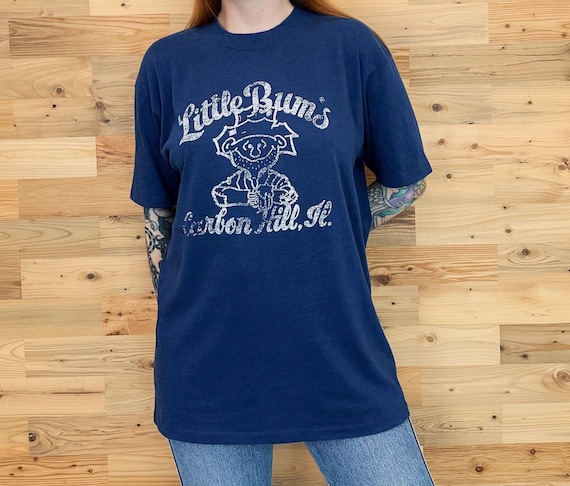 Vintage Little Bum's Carbon Hill Illinois Faded Worn Tee Shirt T-Shirt